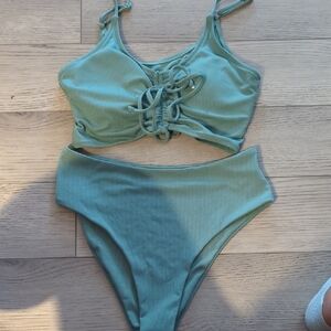 Zaful Teal Ribbed Fabric